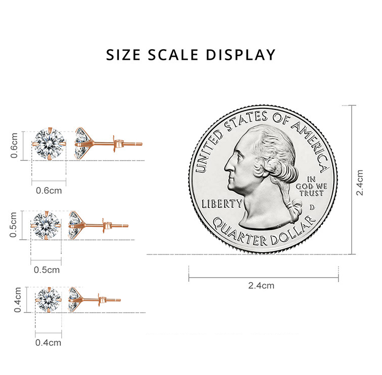 GENUINE SOLID 925 STERLING SILVER CUBIC ZIRCONIA STUD EARRINGS 2-8mm WOMEN PE24