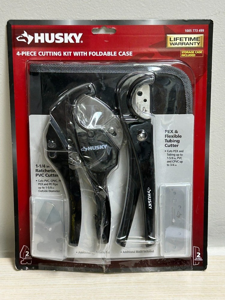 Husky 4pc PVC Cutting Kit with Foldable Case and Replacement Blades