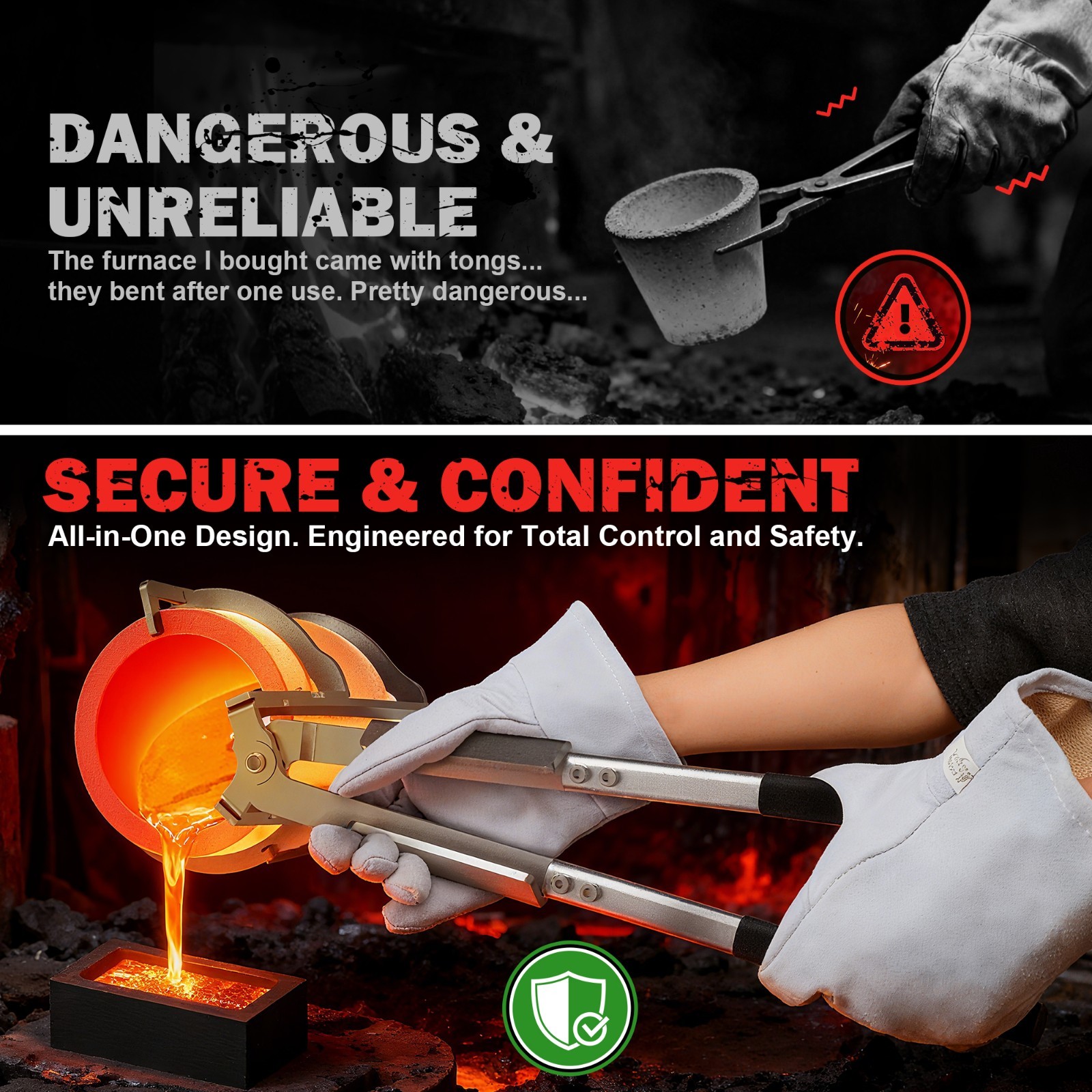 10kg Crucible Tongs Set for Melting Metal, Lifting & Pouring Tongs