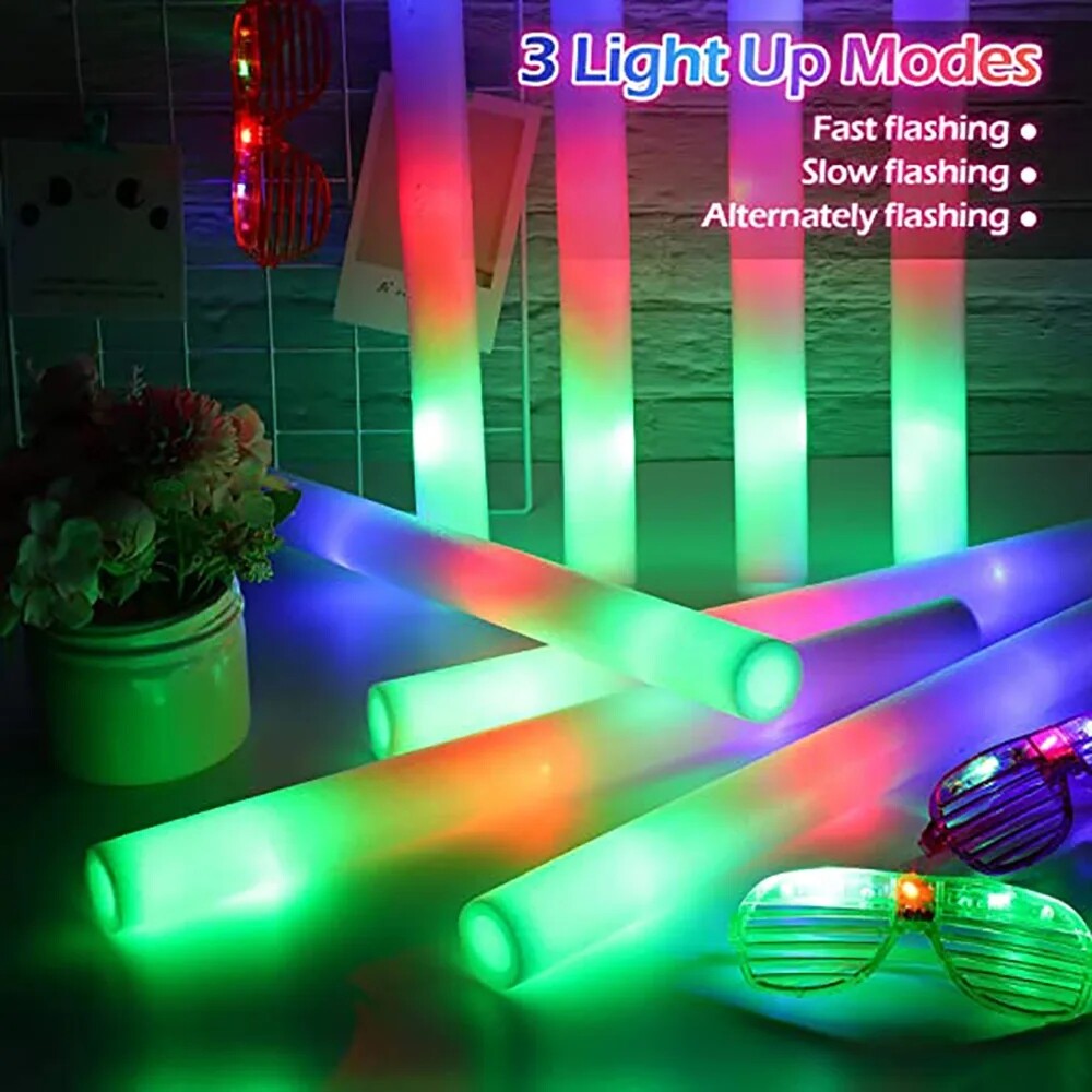 100PCS LED Foam Glow Sticks Party Wedding Flashing LED Light Stick Light-up Bar