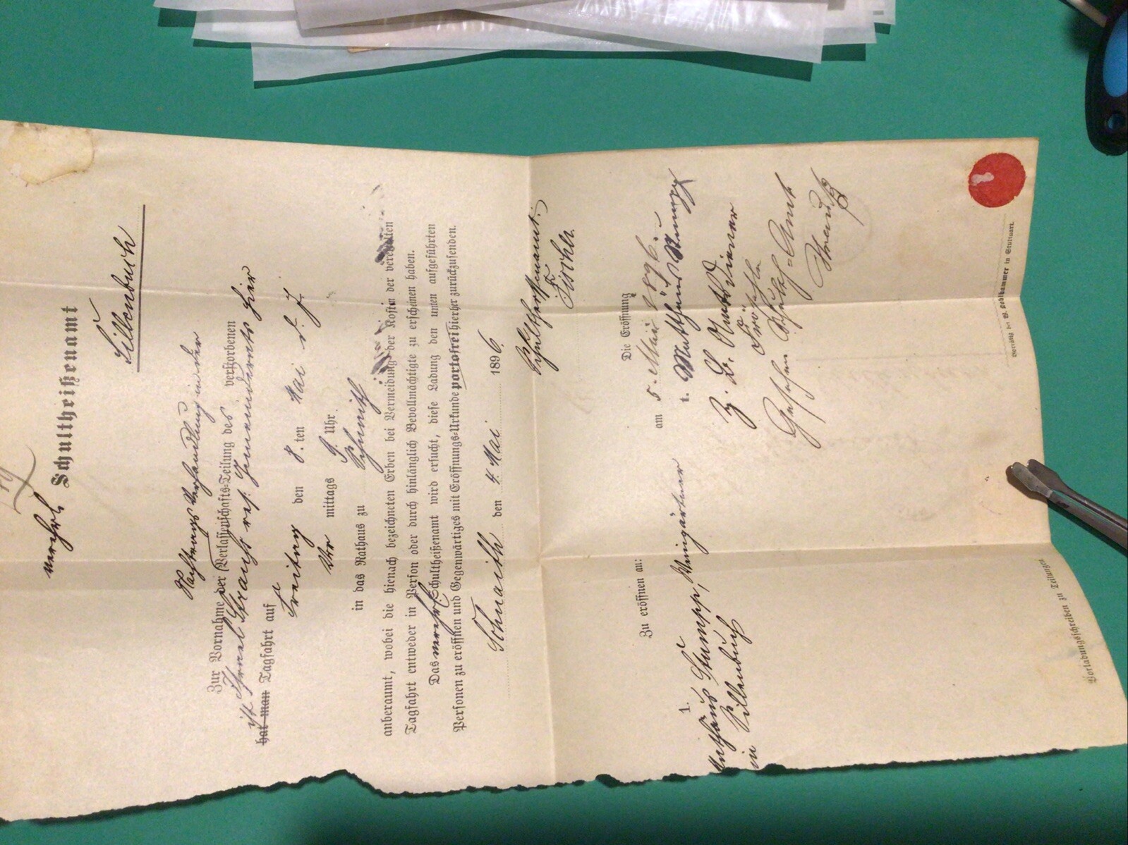 Germany Wurttemberg Schnait 1896 Official Letter Cover A21537