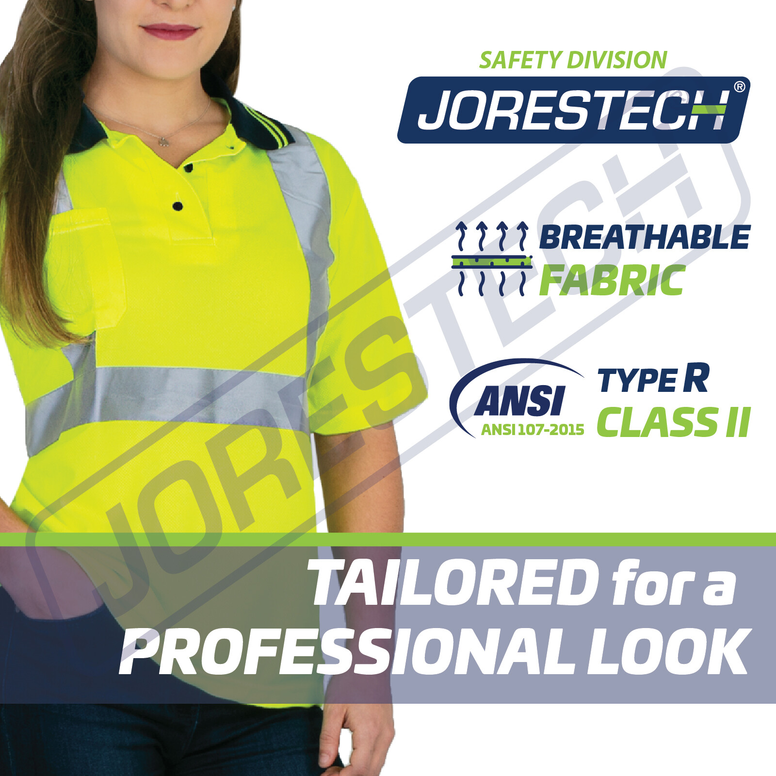 5 Pack Hi-Vis Lime Safety Work Polo Shirts with Reflective Tape