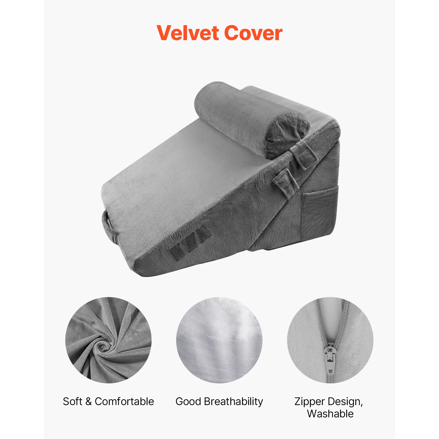 Orthopedic Bed Wedge Pillow 3 Pcs Adjustable for Back Leg Neck GERD Sleep