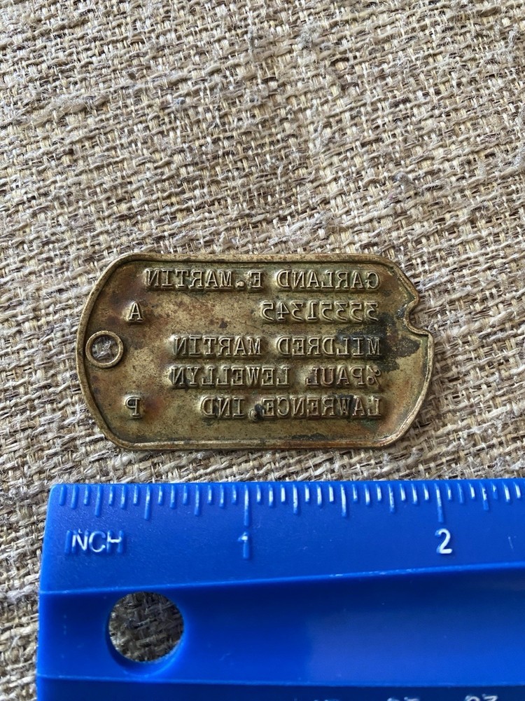 WWII US Army NOK Dogtag Dog Tag Indiana Lawrence IN Single Tag