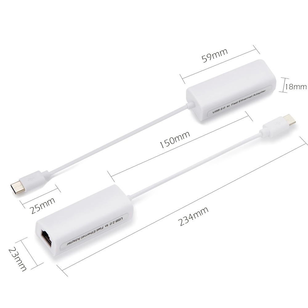 USB-C to Ethernet Adapter, High-Speed Network for Type-C Devices, White