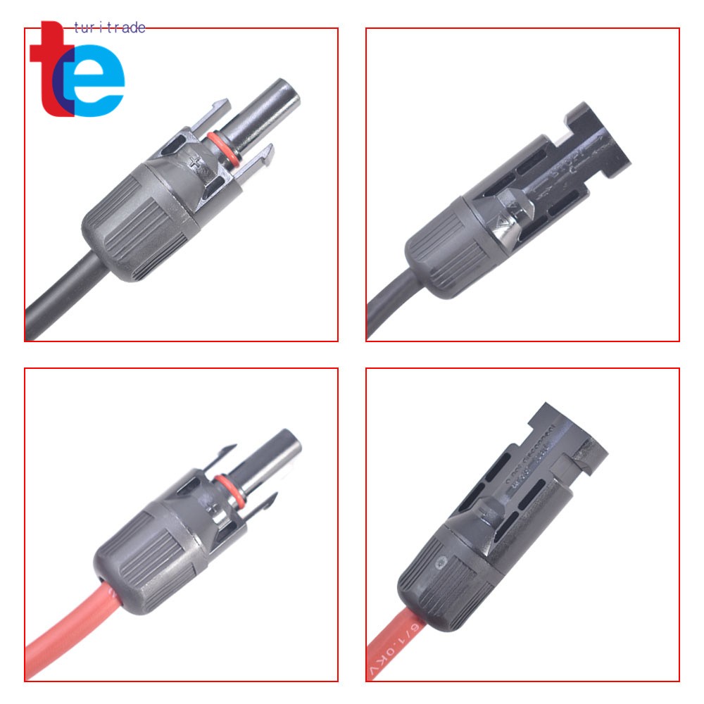 1 Pair 5ft (1.524m) Black + Red Solar Panel Extension Cable Wire Connector