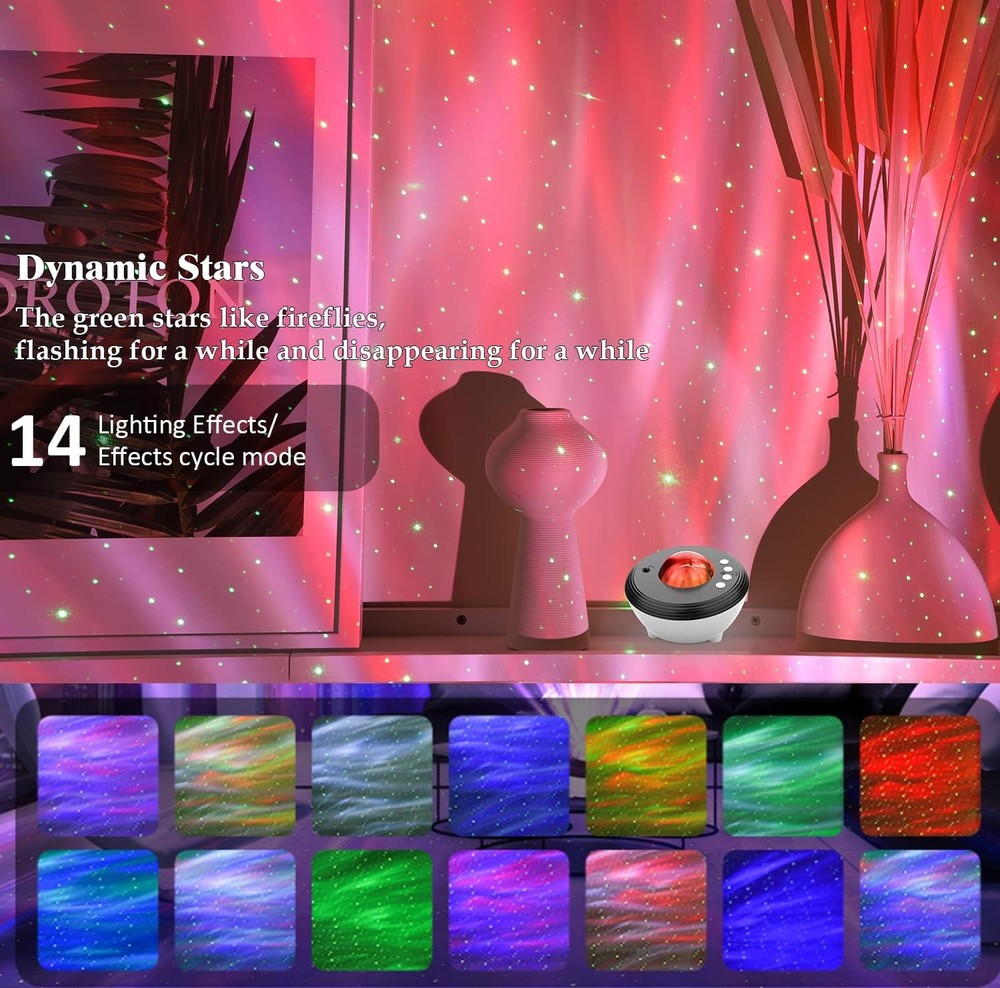 Galaxy Projector Star Projector,Northern Lights with Remote White