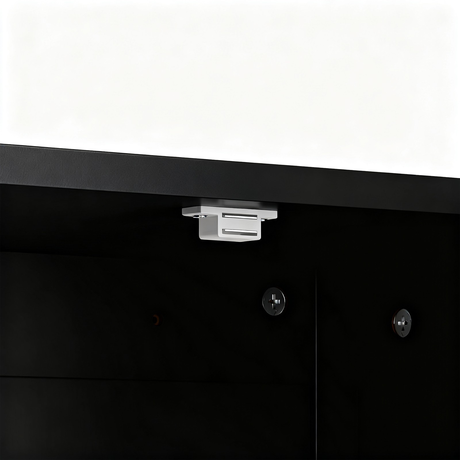 Bathroom Floor Storage Cabinet with Adjustable Shelf Double Door Organizer Black