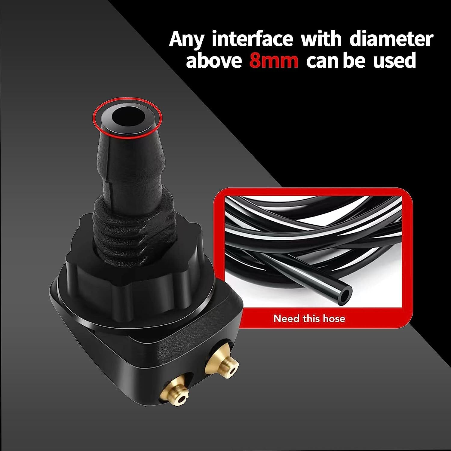 2Pcs Car Windshield Wiper Washer Water Spray Jet Nozzle + 9.8Ft Hose + Connector