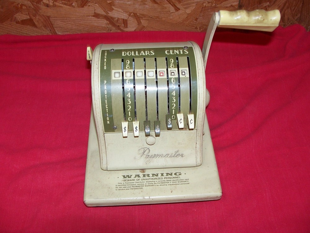 Vintage Paymaster S1000 7 Column Check Writer Printer Stamper Old Office Machine