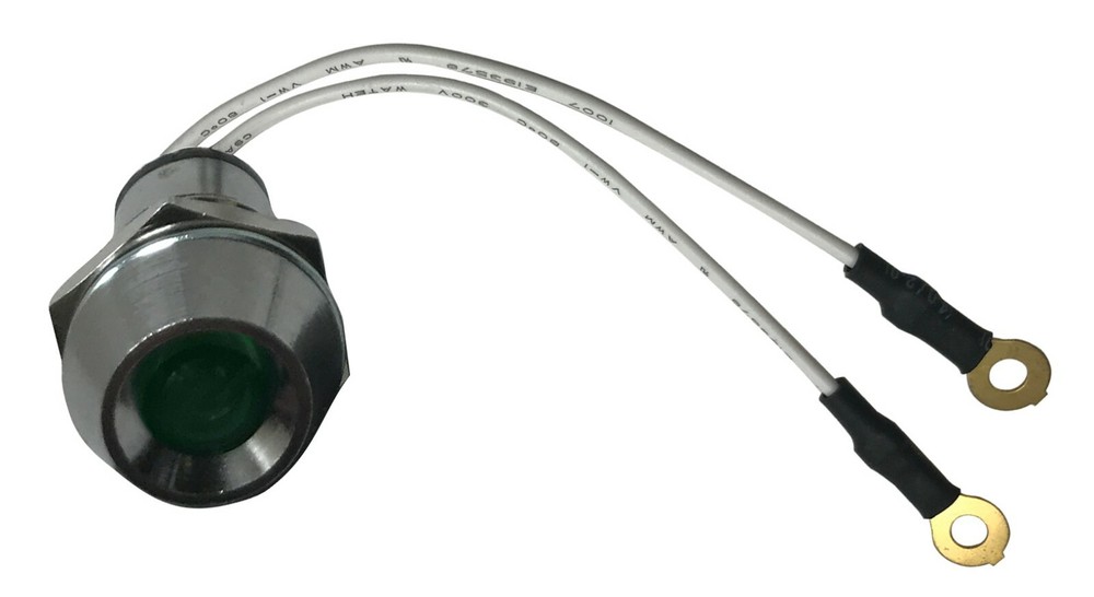 5 Pack of Universal 12V Green LED Lamp Dash Panel Pilot Indicator Light - Chrome