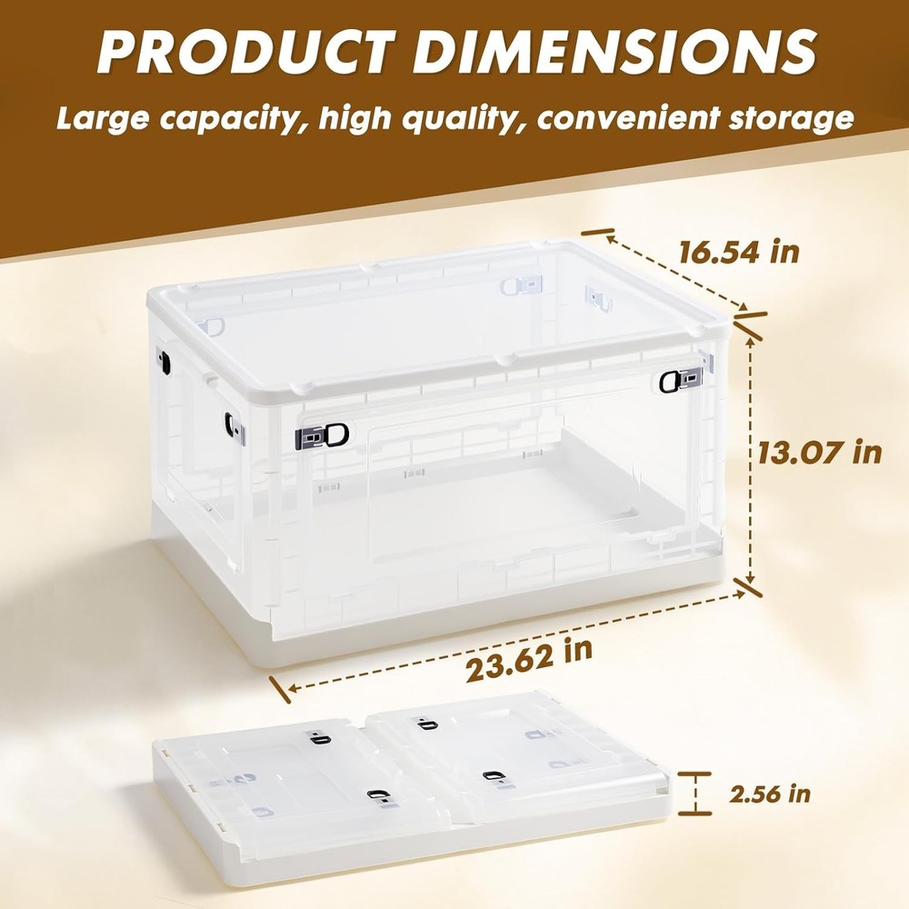72 QT Clear Storage Bin W/ 5-Sided Open Lid Stackable Plastic Storage Bins For