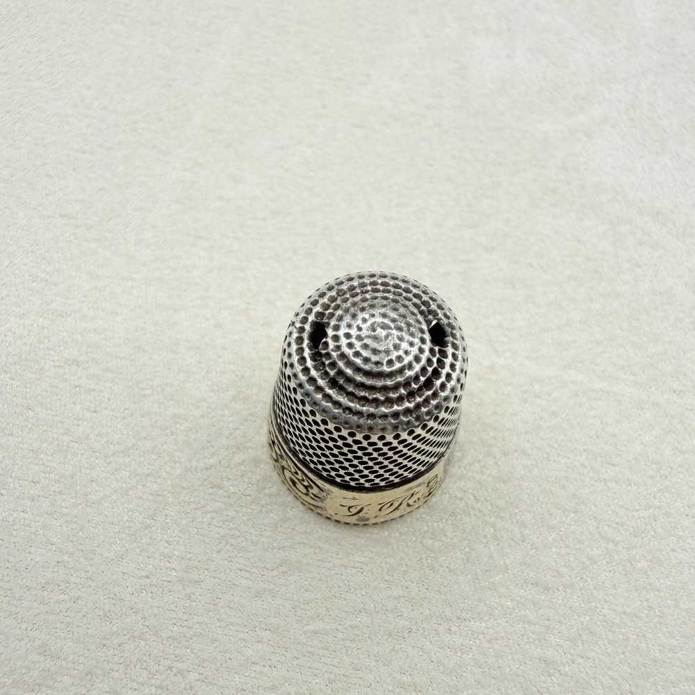 Antique Sterling Silver Swirl Pattern Thimble Sewing Accessory Collectible