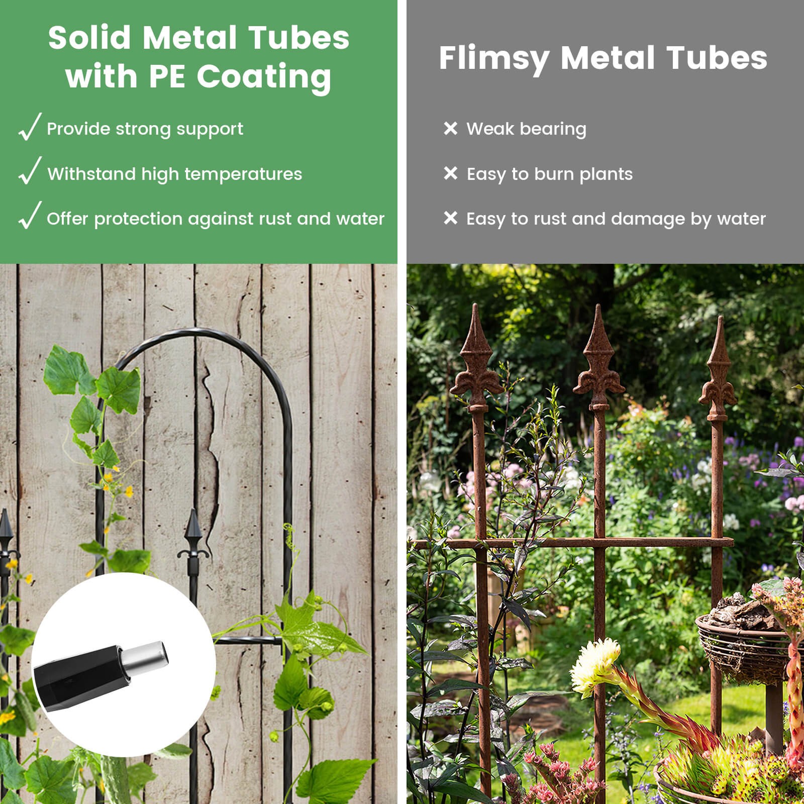 58" x 73" Garden Trellis for Climbing Plants Rustproof Metal Plant Support Frame