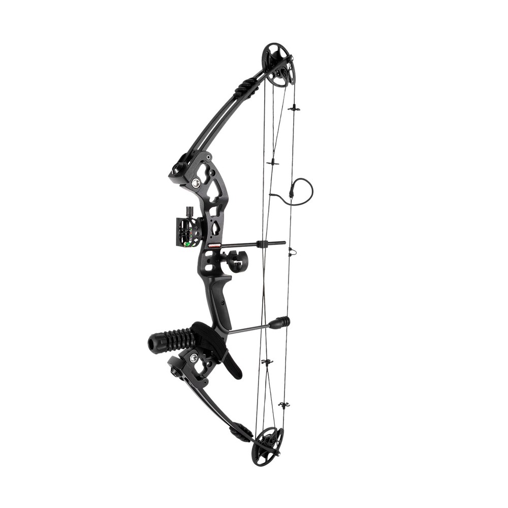Black Right-Hand Compound Bow Kit for Beginners - Adjtable 30-55 lbs US~