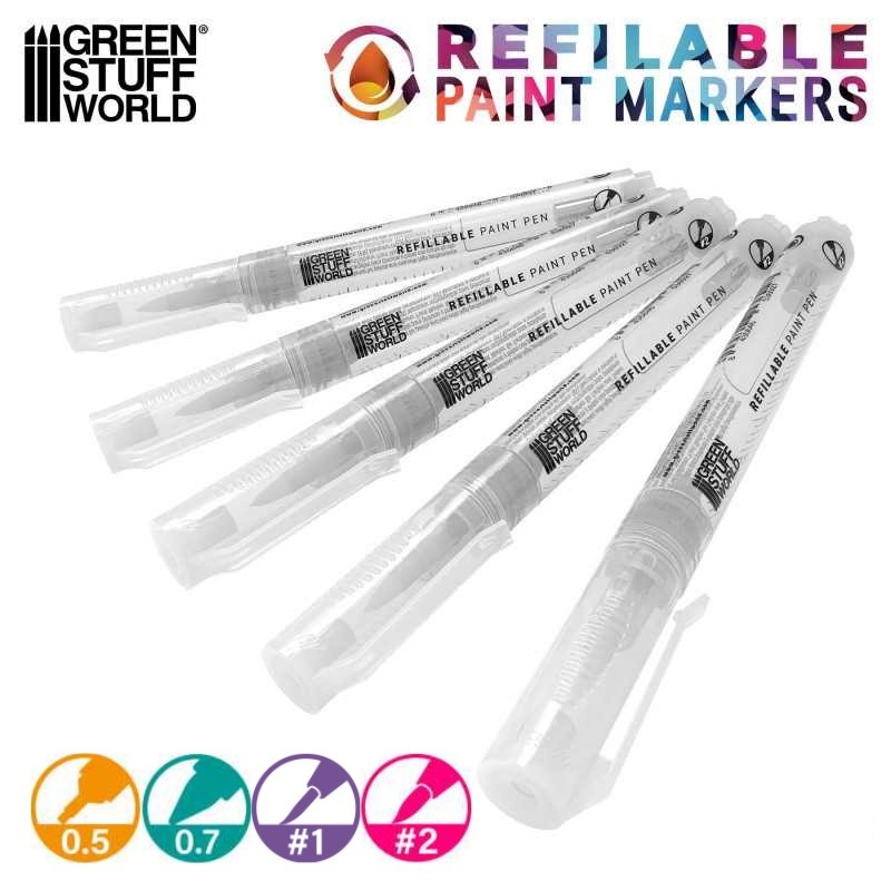 Green Stuff World: Refillable Marker [Packs] - 4 Sizes - Markers