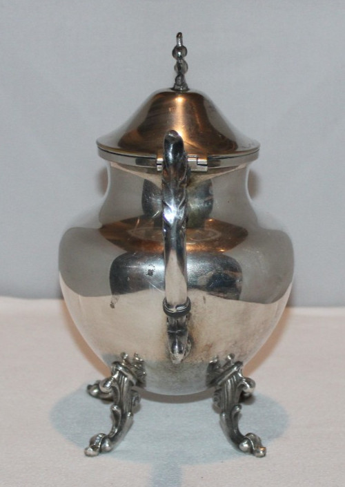 VTG Birmingham Silver Co silver on copper silverplated ornate teapot 4 legs
