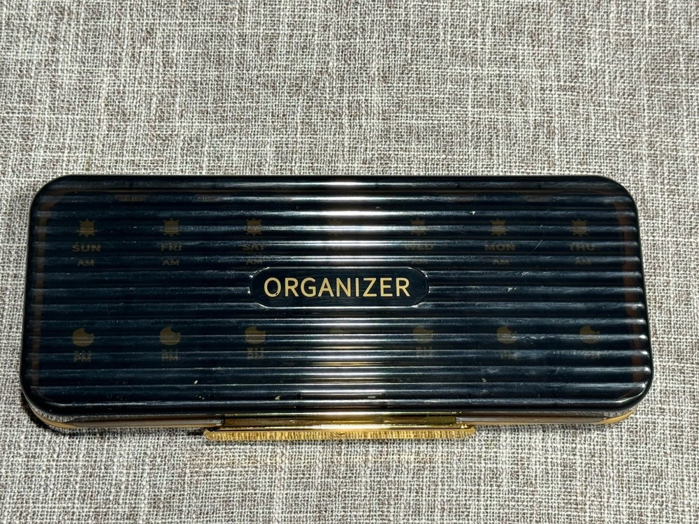Weekly Pill Box Organizer Black/Gold