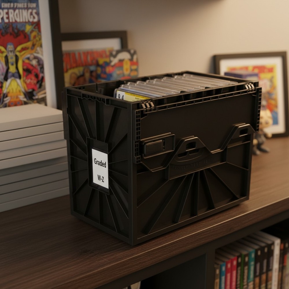 Elegant Graded Comic Book Bin - Stackable Box for 30 Slabs | Black Design