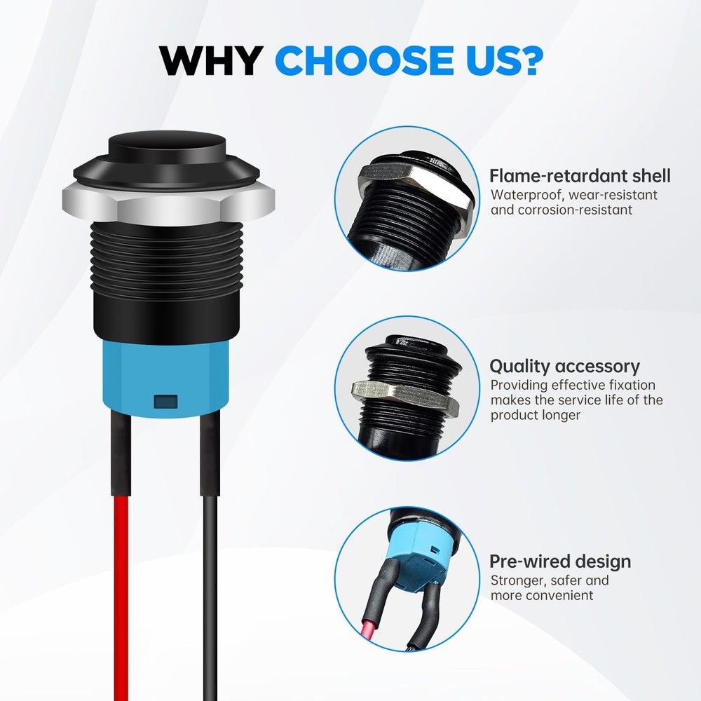 4PCS 12V ON/Off Latching Push Button Switch Waterproof 12mm Small Push Button...