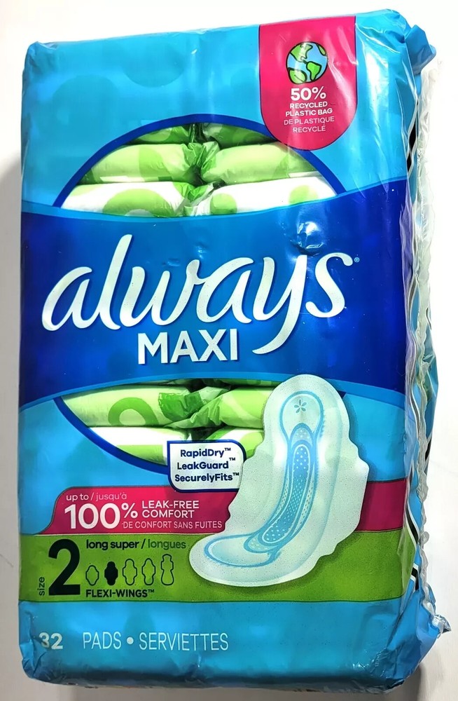 Always Maxi Pads Super Long Flexi Wings 32 Count