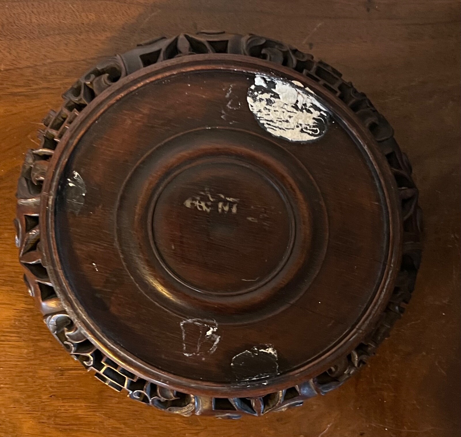 Chinese Carved Wood Display Stand for Kangxi Porcelain Vase or Lamp Base Censer