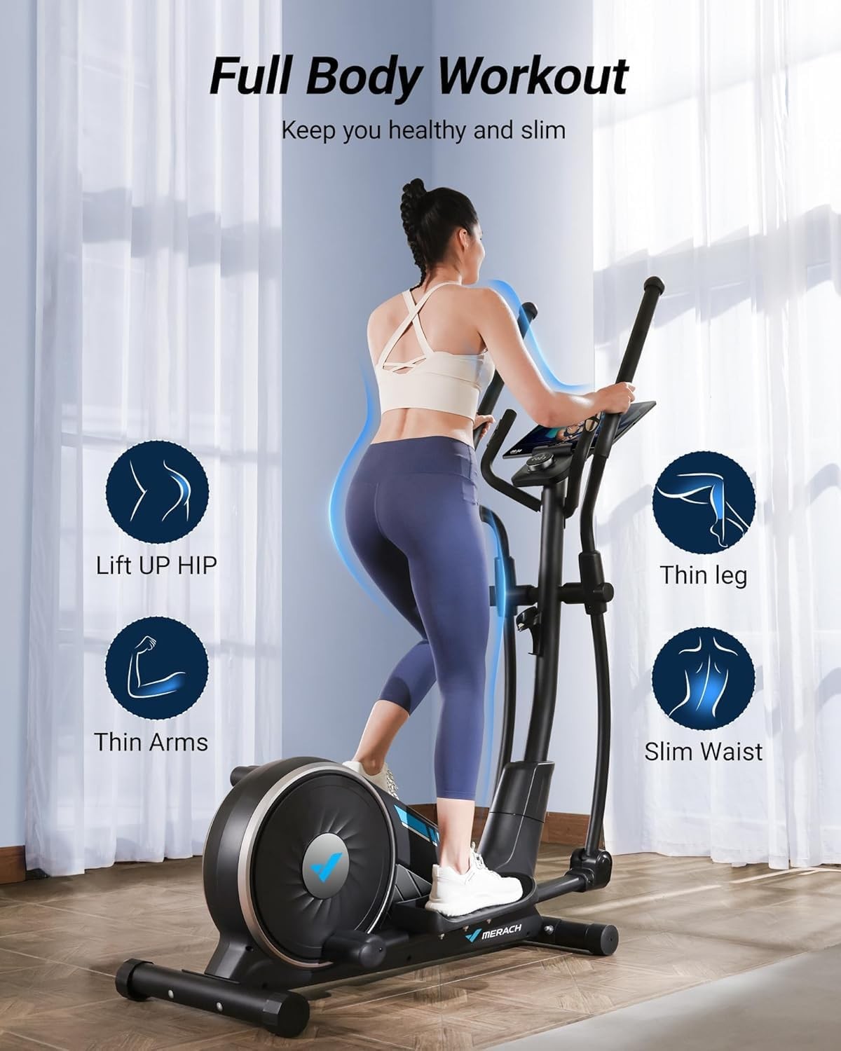 MERACH Elliptical Machine with 16Level Resistance Magnetic Drive System Home Use