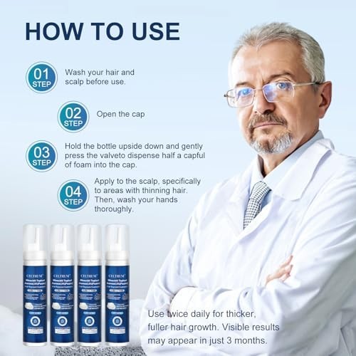 5% Topical Minoxidil Foam, Minoxidil for Men and Women, Infused with Biotin