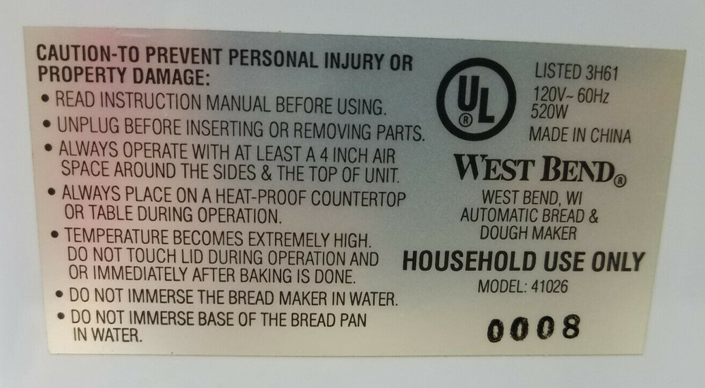 Friction Clips for West Bend Bread Maker Model 41026