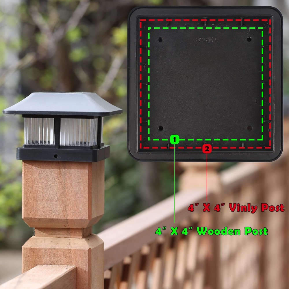 Dynaming Solar Flame Post Cap Lights Outdoor, Powered 2 Pack, Black