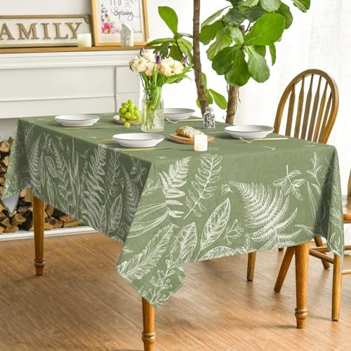 Spring Tablecloth 60×84 Inch Rectangular Plants 60" x 84" (Rectangular) Green