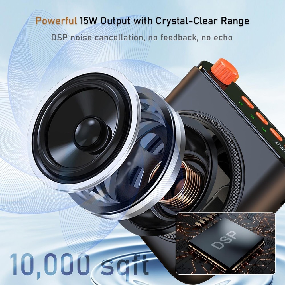 Portable Wireless Voice Amplifier - Lapel Mic + Charging Storage for Training