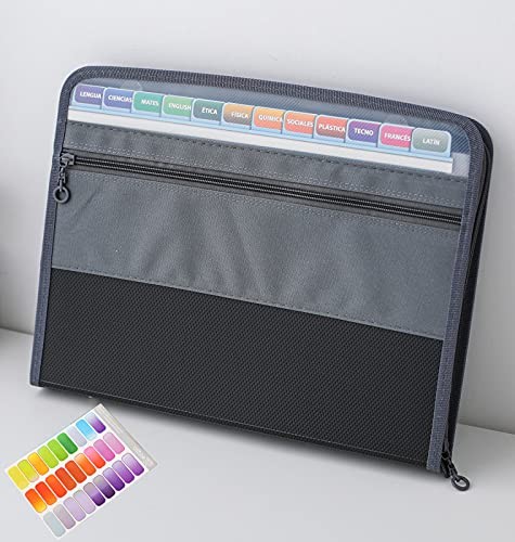Expanding File Folder, 13 Pockets Document Organizer with Zipper, A4 Black
