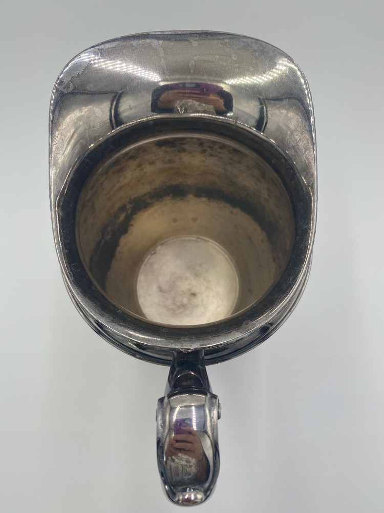 Vintage Tarnished Crescent Silverware Silverplate Water Pitcher Pedestal 3155