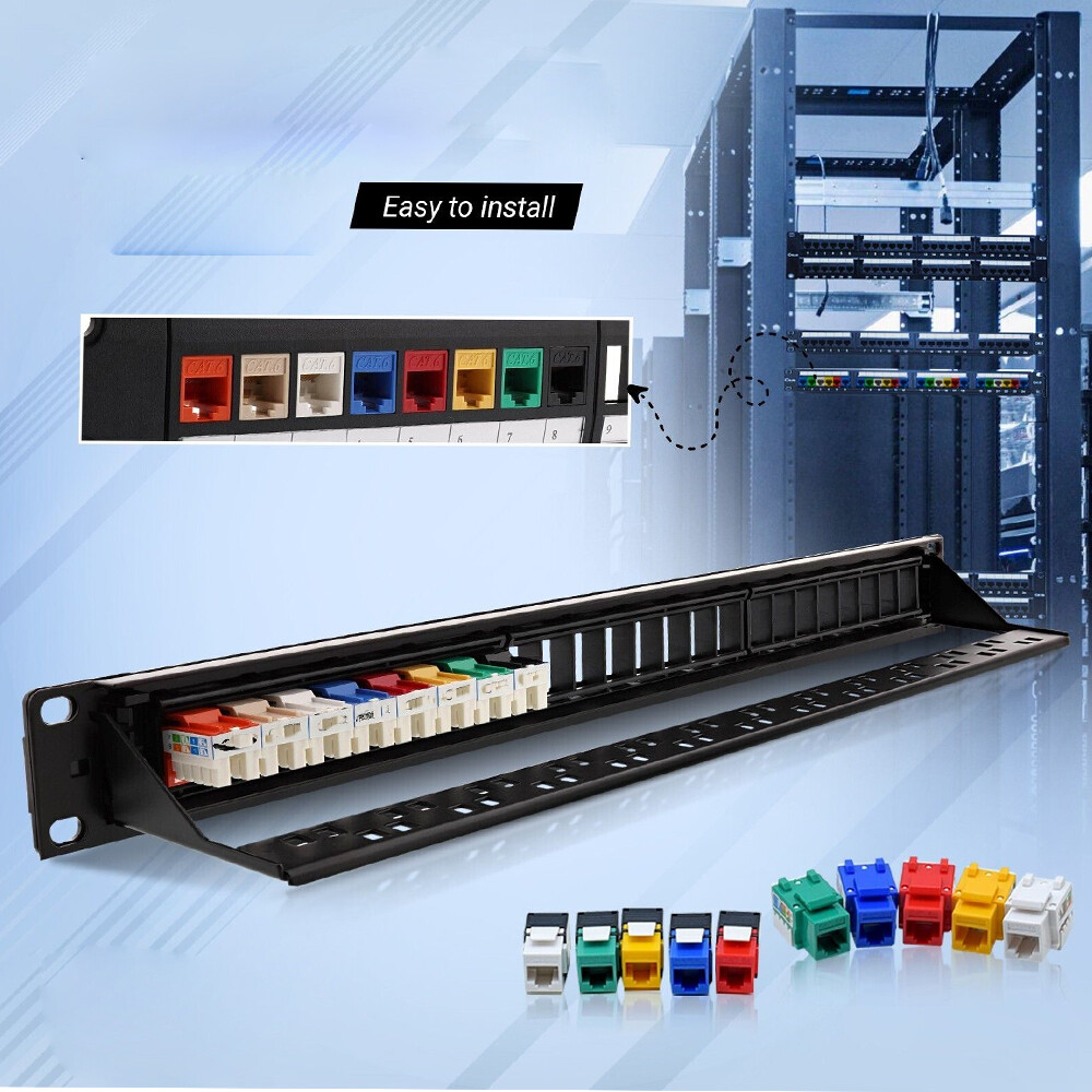 2X 24Port Patch Panel CAT6/Cat5 RJ45 110 Network Surface Wall Mount Bracket