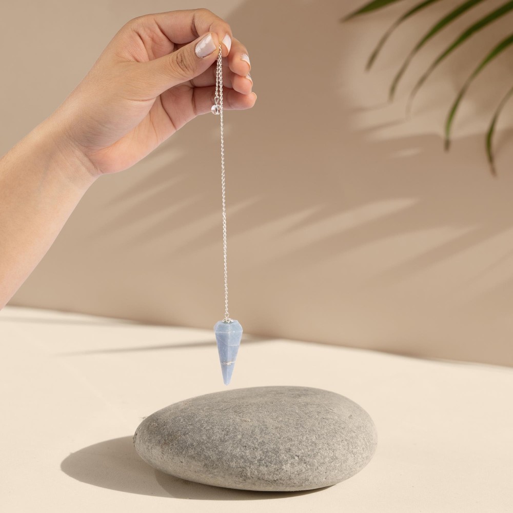 Angelite Pendulum Crystal, Faceted Pendulum Divination Tools, Dowsing Pendulum C