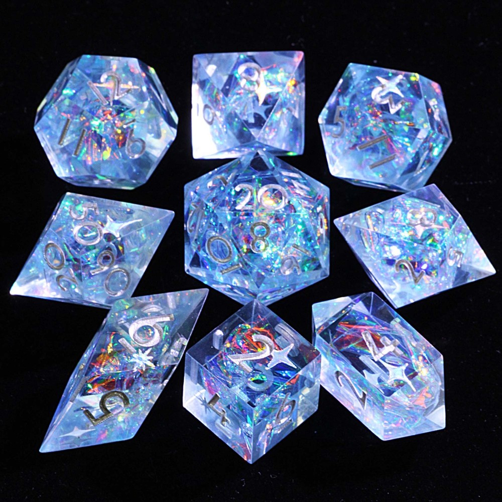 9 Polyhedral Set D&D Dice Celestial Cross for Dungeons Dragons RPG