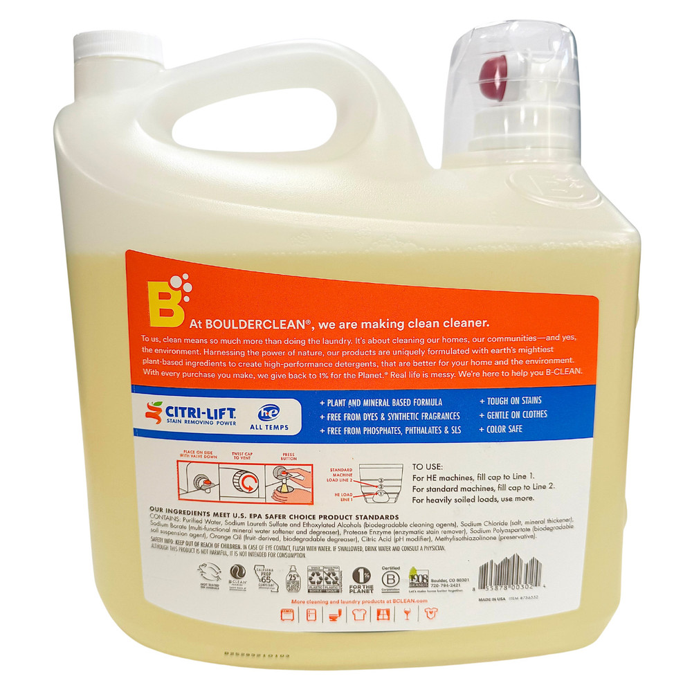 Liquid Laundry Washing Detergent Soap Boulder Clean PLANT BASED Bulk 230 Loads