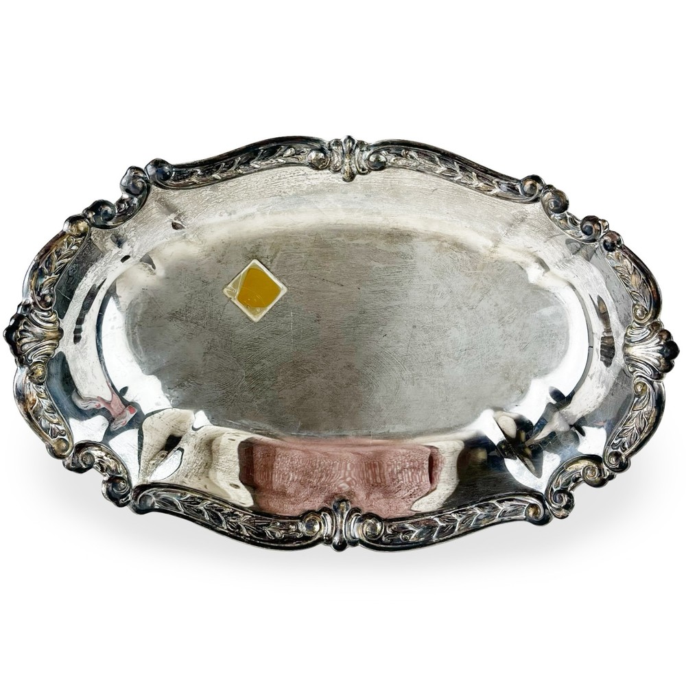 Vintage Sheridan Taunton Silversmiths Tray Silver Plate Oval Baroque 13.5" x 8”