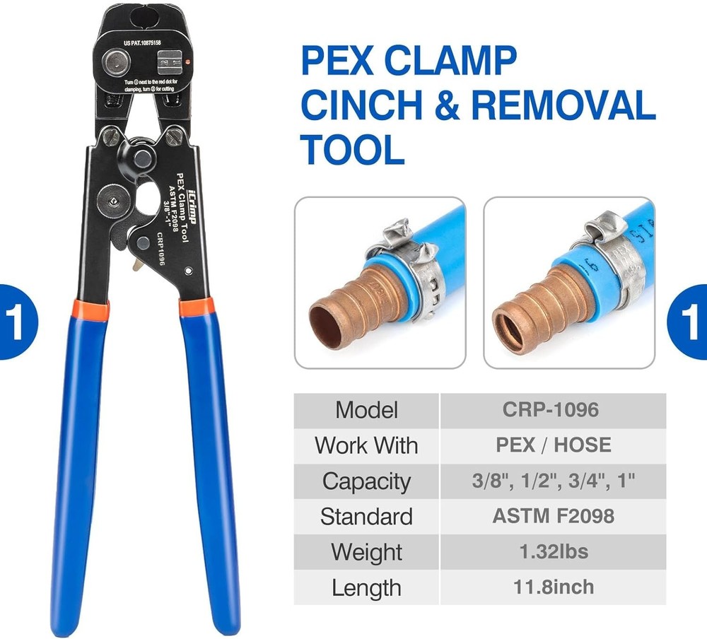 PEX Clamp Tool Kit with Ergonomic Handle for Plumbing and Installation Tasks