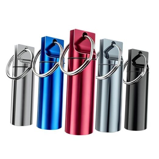 5 Pack Keychain Pill Holder, Portable Pill Organizer Small Pill Case for