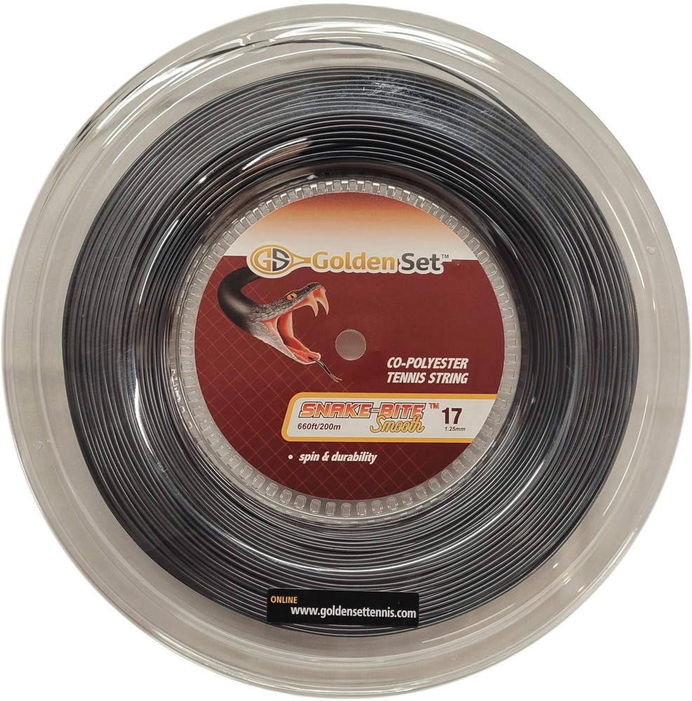 Snake-Bite Smooth 17g (1.25mm), Reel (660ft/200m), Polyester Tennis String (B...