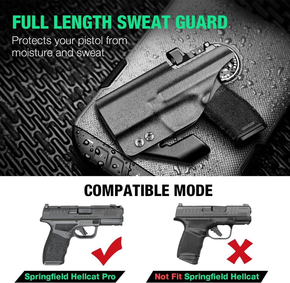 IWB Kydex Holster Optic Cut & Claw Compatible with Springfield Hellcat Pro, RH