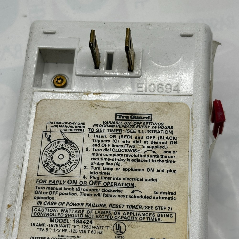 Tru-Guard 24-Hour Mechanical Timer 184424 ⭐