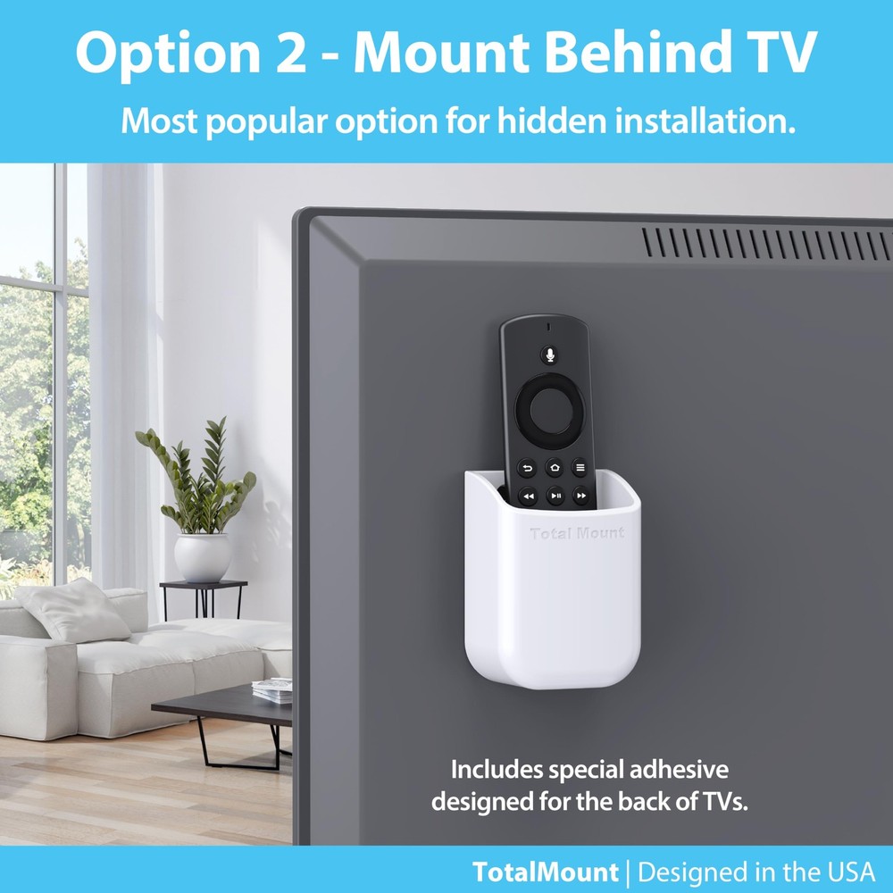 TotalMount Universal Remote Control Holder – Attaches Medium, Premium White