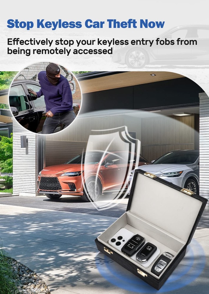Faraday Box & 2 Pack Faraday Bag, Faraday Cage Key Fob Protector, RFID Signal Bl