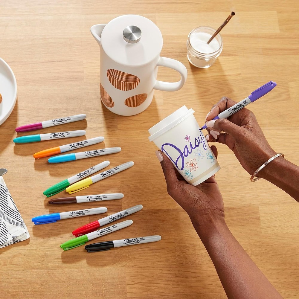 24-Pack Color Burst Fine Tip Permanent Markers - Durable Ink for Every Surface