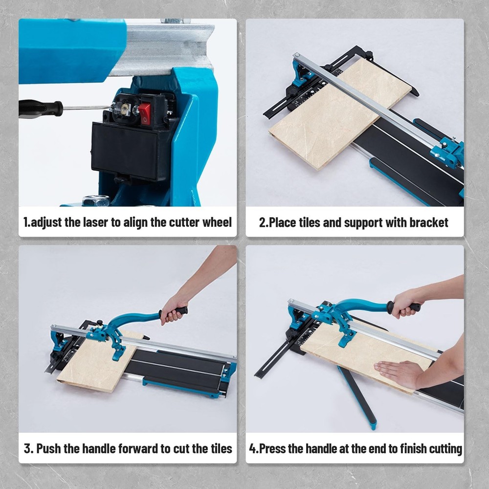 24" Manual Tile Cutter Cutting Machine Single Rails Precise Tile Cutter Tools US