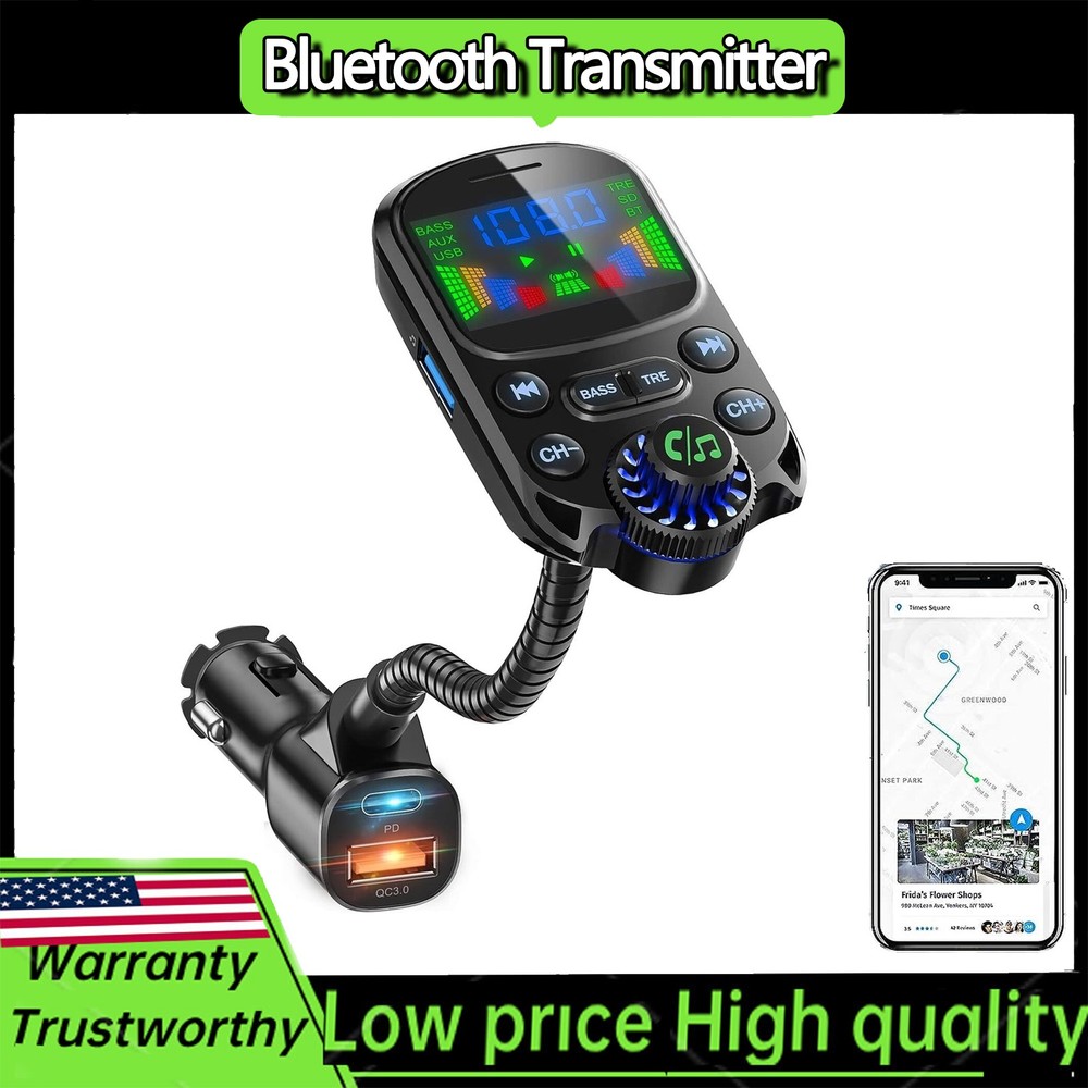 Car Bluetooth FM Transmitter Radio MP3 Wireless Adapter Hands-Free 3Port Charger