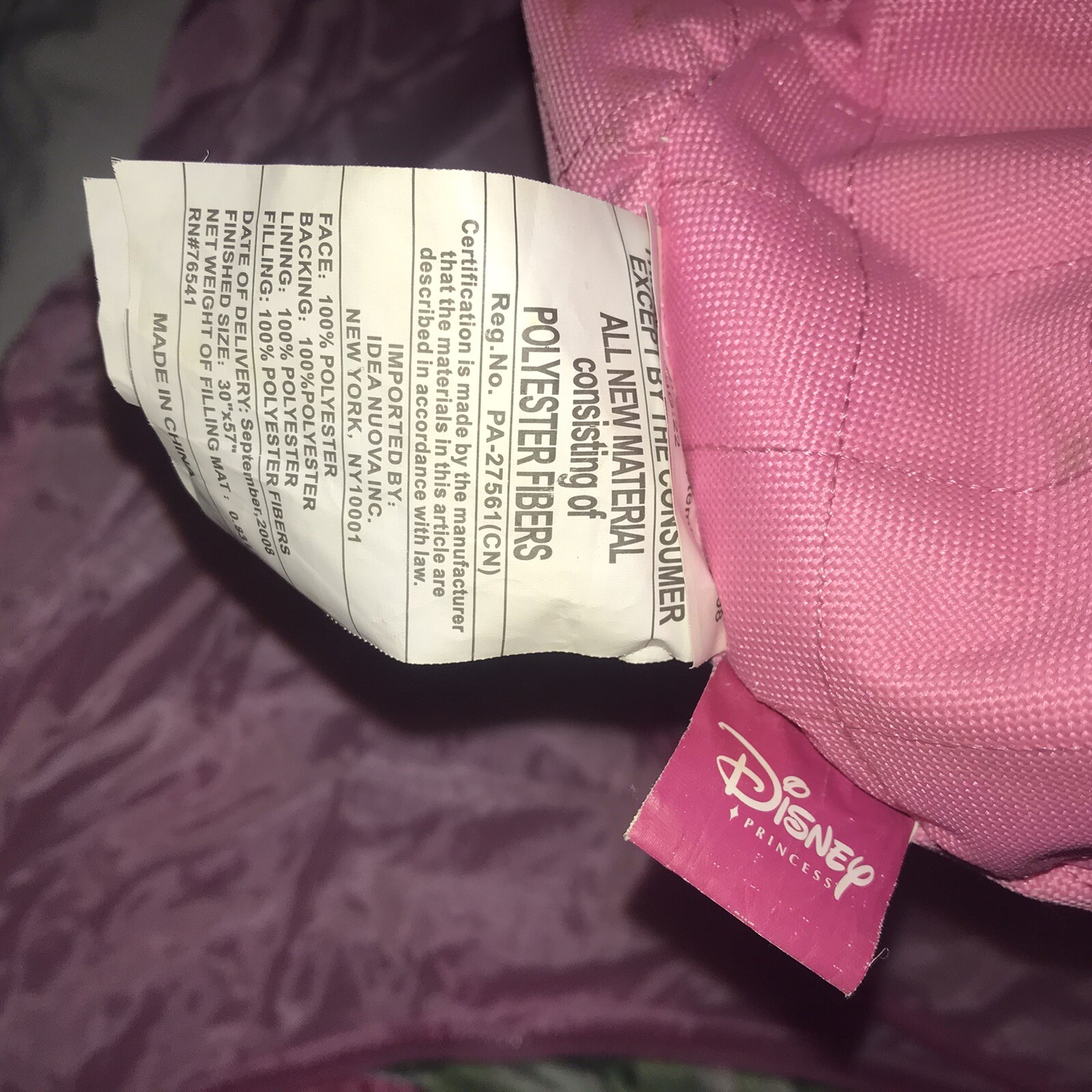 Disney Princess Aurora, Belle & Cinderella Kids Pink Duffle Bag And Sleeping Bag